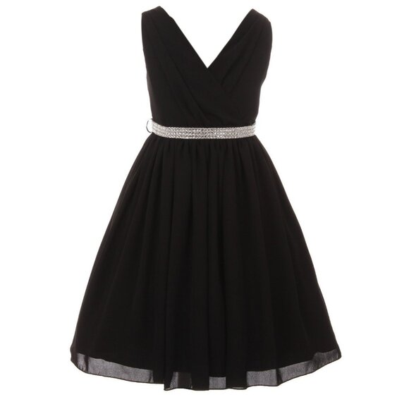 Little Girls Kids V Neck Chiffon Ruched Jewels Flowers Girls Dress Easter New - Picture 1 of 5